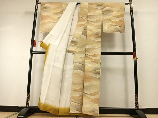 平和屋着物▼上質な小紋　松葉文　暈し染め　正絹　逸品　AABK8008fy