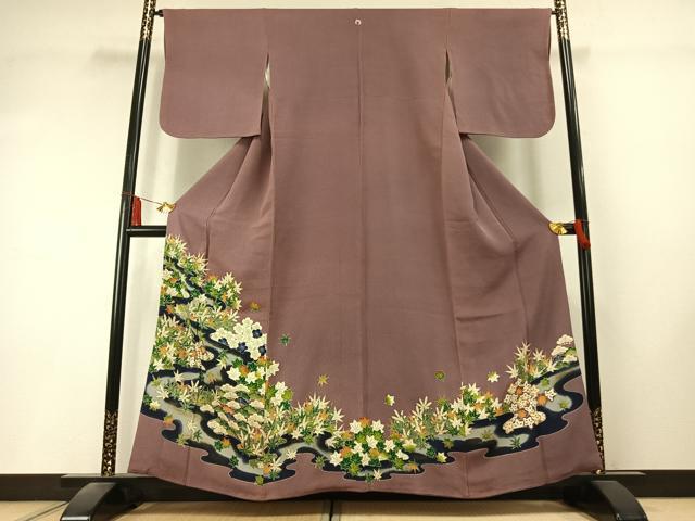 平和屋着物●浦野理一　金彩友禅　色留袖　松竹梅　暈し染め　鬼しぼ縮緬　正絹　逸品　AABK8009fy