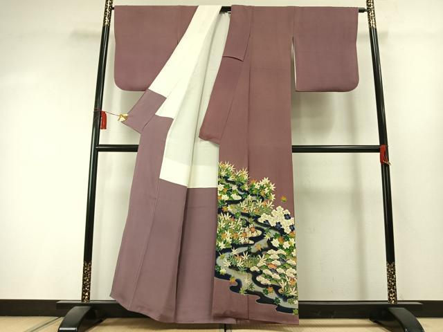 平和屋着物●浦野理一　金彩友禅　色留袖　松竹梅　暈し染め　鬼しぼ縮緬　正絹　逸品　AABK8009fy