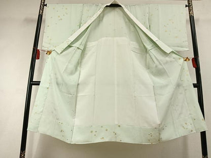 平和屋着物●長襦袢　無双仕立て　舞花文　金彩　半衿刺繍　正絹　逸品　AABK8010fy