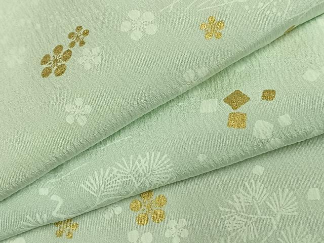 平和屋着物●長襦袢　無双仕立て　舞花文　金彩　半衿刺繍　正絹　逸品　AABK8010fy