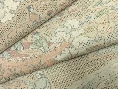平和屋着物●本場結城紬　重要無形文化財　100亀甲　人物風景文　もろ入り　正絹　逸品　AABK8013fy