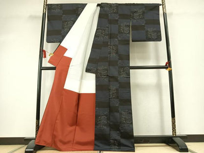 平和屋着物●本場大島紬　9マルキ　貝桶花文　正絹　逸品　AABK8020fy