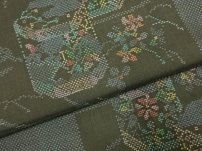 平和屋着物●本場大島紬　9マルキ　貝桶花文　正絹　逸品　AABK8020fy