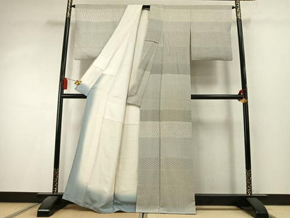 平和屋着物●寺山存男　江戸小紋　訪問着　横段文　正絹　逸品　AABK8022fy