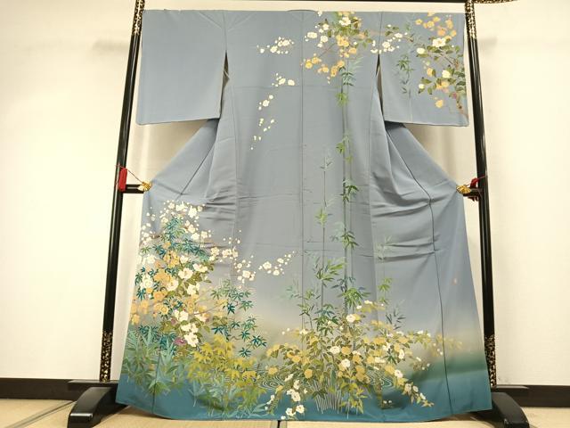 平和屋着物●訪問着　友禅　作家物　枝花文　暈し染め　正絹　逸品　AABK8023fy