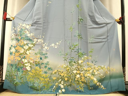 平和屋着物●訪問着　友禅　作家物　枝花文　暈し染め　正絹　逸品　AABK8023fy