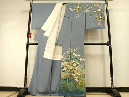 平和屋着物●訪問着　友禅　作家物　枝花文　暈し染め　正絹　逸品　AABK8023fy