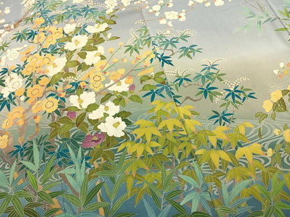 平和屋着物●訪問着　友禅　作家物　枝花文　暈し染め　正絹　逸品　AABK8023fy