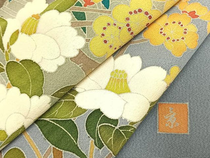 平和屋着物●訪問着　友禅　作家物　枝花文　暈し染め　正絹　逸品　AABK8023fy