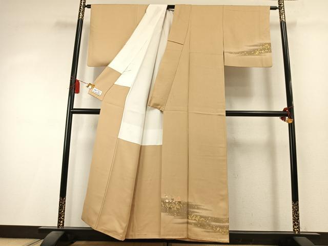 平和屋着物●訪問着　刺繍　草花文　暈し染め　金糸　金彩　やまと誂製　正絹　逸品　AABK8026fy