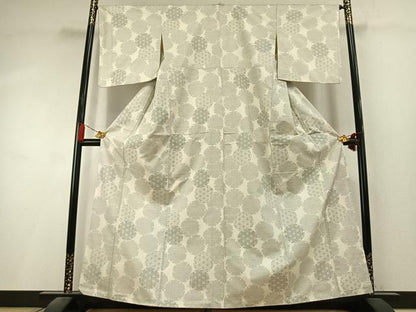 平和屋着物●本場大島紬　白大島　9マルキ　雪輪文　正絹　逸品　AABK8027fy
