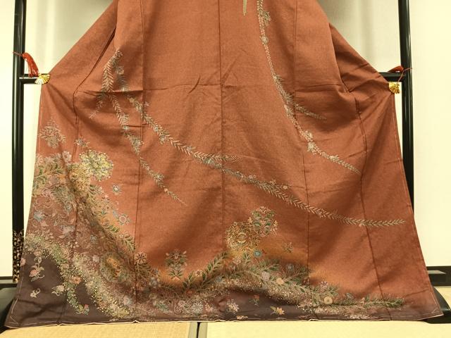 平和屋着物●訪問着　雪輪花文　暈し染め　金彩　ロング丈　正絹　逸品　未使用　AABK8029fy