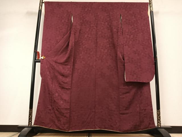 平和屋着物●豪華振袖　色無地　桜尽くし地紋　浅蘇芳色　正絹　逸品　AABK8030fy