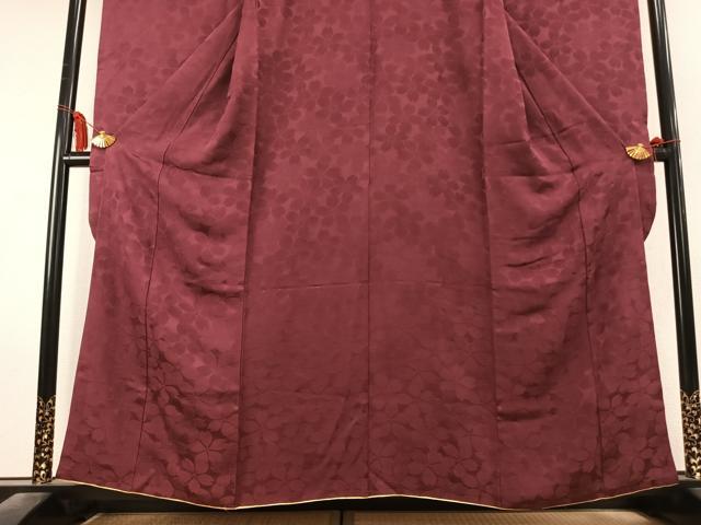 平和屋着物●豪華振袖　色無地　桜尽くし地紋　浅蘇芳色　正絹　逸品　AABK8030fy