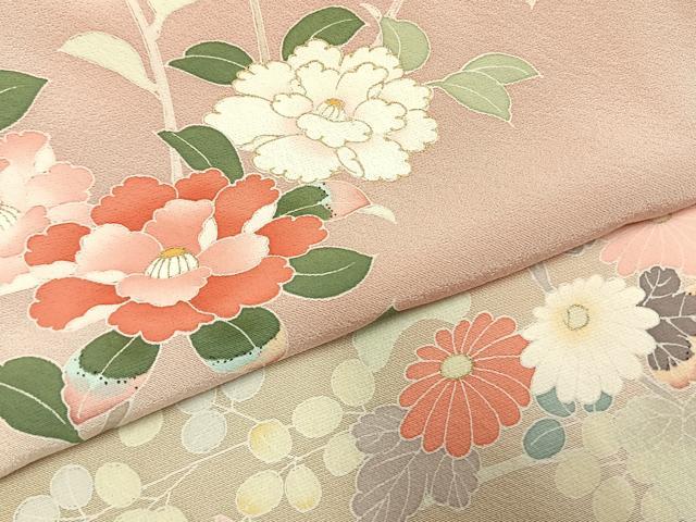 平和屋着物●訪問着　友禅　草花文　暈し染め　金彩　正絹　逸品　AABK8032fy