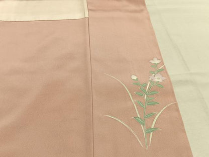 平和屋着物●訪問着　友禅　草花文　暈し染め　金彩　正絹　逸品　AABK8032fy
