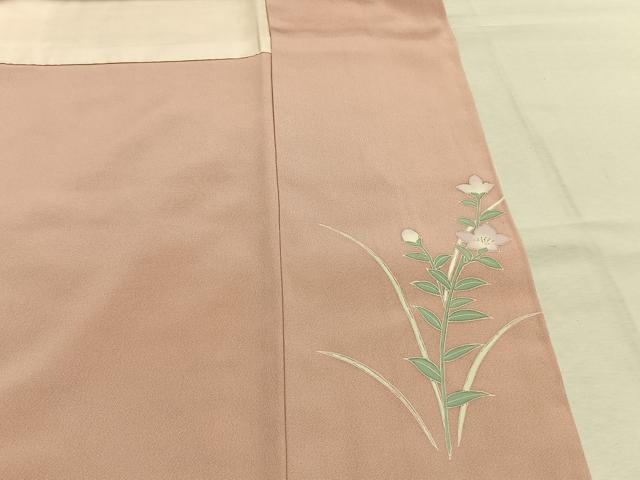 平和屋着物●訪問着　友禅　草花文　暈し染め　金彩　正絹　逸品　AABK8032fy