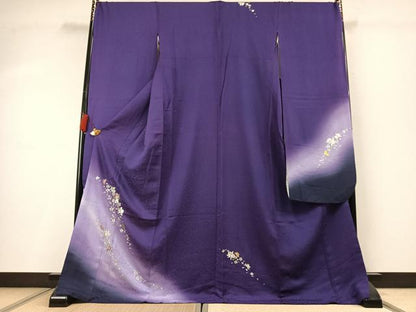 平和屋着物●豪華振袖　舞花文　暈し染め　金銀彩　やまと誂製　正絹　逸品　AABK8034fy
