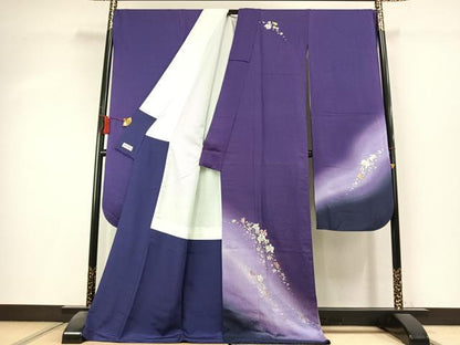 平和屋着物●豪華振袖　舞花文　暈し染め　金銀彩　やまと誂製　正絹　逸品　AABK8034fy