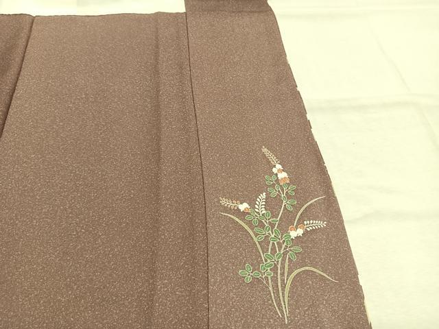 平和屋着物●訪問着　駒刺繍　草花文　金彩　正絹　逸品　AABK8035fy