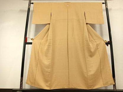 平和屋着物●上質な色無地　紋意匠　玉蜀黍色　正絹　逸品　AABK8037fy
