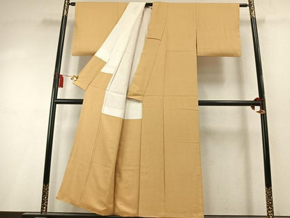 平和屋着物●上質な色無地　紋意匠　玉蜀黍色　正絹　逸品　AABK8037fy