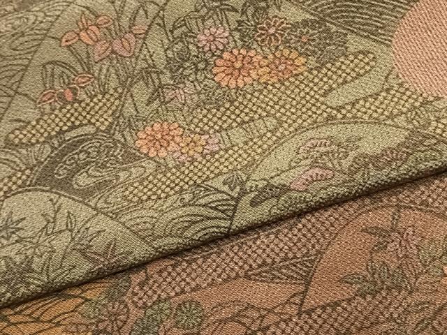 平和屋着物●訪問着　型染め　草花文　鬼しぼ縮緬　正絹　逸品　未使用　AABK8040fy