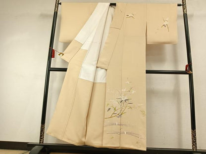 平和屋着物●京加賀友禅　百貫石峰　訪問着　草花文　正絹　逸品　AABK8044fy