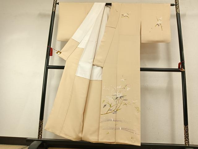 平和屋着物●京加賀友禅　百貫石峰　訪問着　草花文　正絹　逸品　AABK8044fy