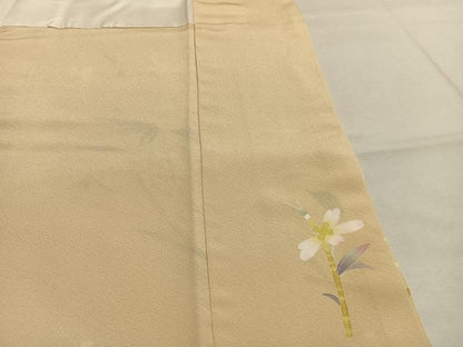 平和屋着物●京加賀友禅　百貫石峰　訪問着　草花文　正絹　逸品　AABK8044fy