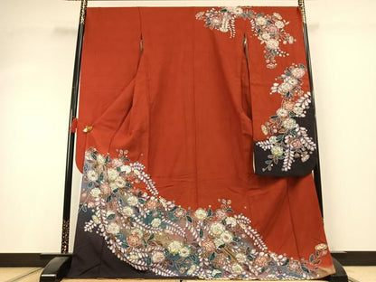 平和屋着物●豪華振袖　絞り　辻が花　暈し染め　金彩　正絹　逸品　AABK8045fy
