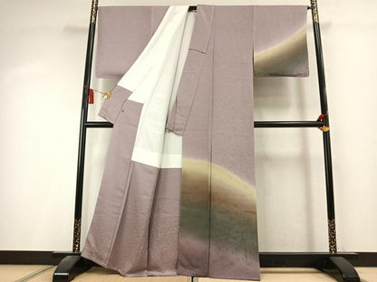 平和屋着物●京の名門　友禅　染の北川　訪問着　草花地紋　暈し染め　反端付き　正絹　逸品　AABK8047fy