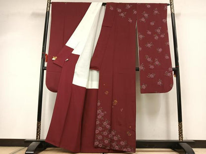 平和屋着物●豪華振袖　草花文　正絹　逸品　AABK8050fy