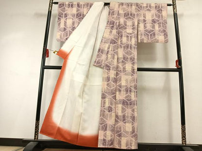 平和屋着物●上質な紬　絞り　亀甲文　正絹　逸品　AABK8051fy