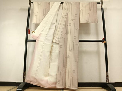 平和屋着物●本塩沢　110亀甲　幾何学文様　正絹　逸品　AABK8052fy
