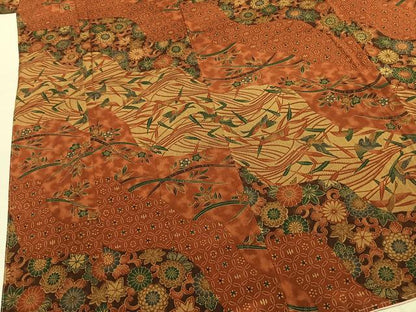 平和屋着物●上質な小紋　型染め　花鳥文　暈し染め　正絹　逸品　AABK8053fy