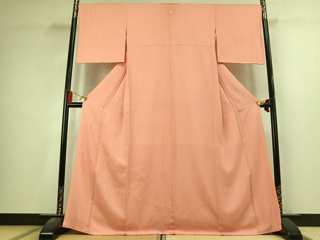 平和屋着物●無地絵羽訪問着　道長花地紋　一斤染色　正絹　逸品　AABK8056fy
