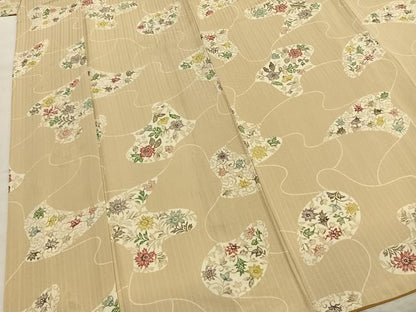 平和屋着物●上質な小紋　型染め　花唐草文　正絹　逸品　未使用　AABK8057fy