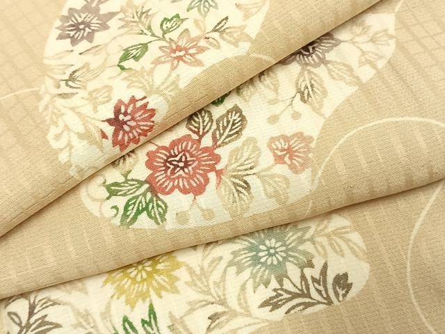平和屋着物●上質な小紋　型染め　花唐草文　正絹　逸品　未使用　AABK8057fy
