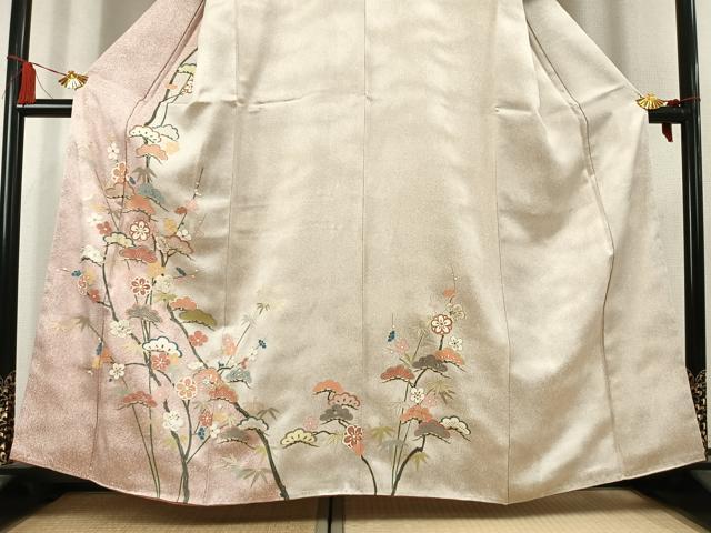 平和屋着物●訪問着　松竹梅　金銀彩　正絹　逸品　未使用　AABK8059fy