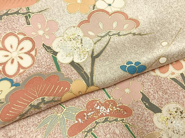平和屋着物●訪問着　松竹梅　金銀彩　正絹　逸品　未使用　AABK8059fy