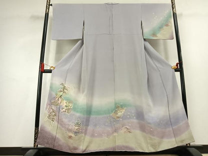 平和屋着物●訪問着　色紙人物文　暈し染め　正絹　逸品　AABK8060fy