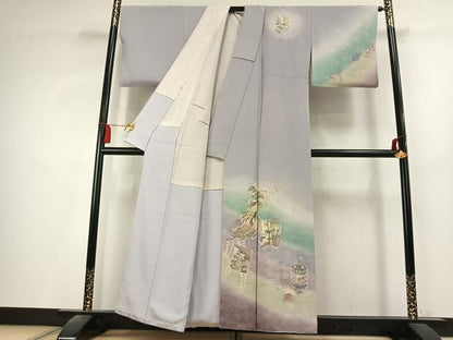 平和屋着物●訪問着　色紙人物文　暈し染め　正絹　逸品　AABK8060fy