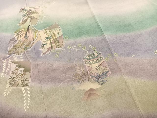 平和屋着物●訪問着　色紙人物文　暈し染め　正絹　逸品　AABK8060fy