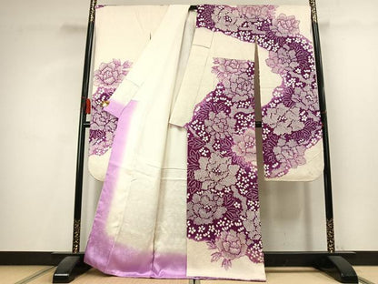 平和屋着物●豪華振袖　総絞り　草花文　暈し染め　正絹　逸品　AABK8061fy