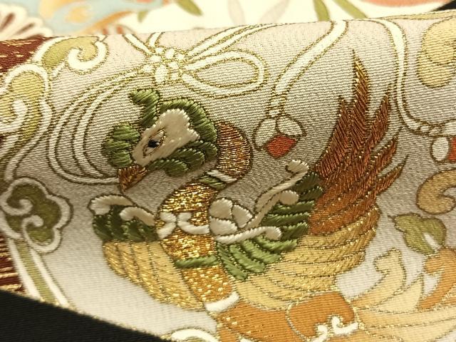 平和屋着物●豪華黒留袖　花鳥文　金糸　金彩　三越扱い　正絹　逸品　AABK8063fy