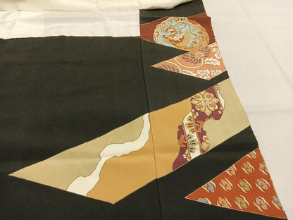 平和屋着物●豪華黒留袖　花鳥文　金糸　金彩　三越扱い　正絹　逸品　AABK8063fy