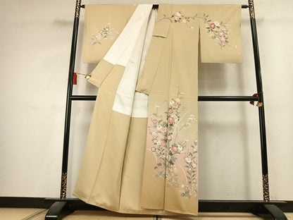 平和屋着物●訪問着　友禅　作家物　枝花文　暈し染め　正絹　逸品　AABK8066fy