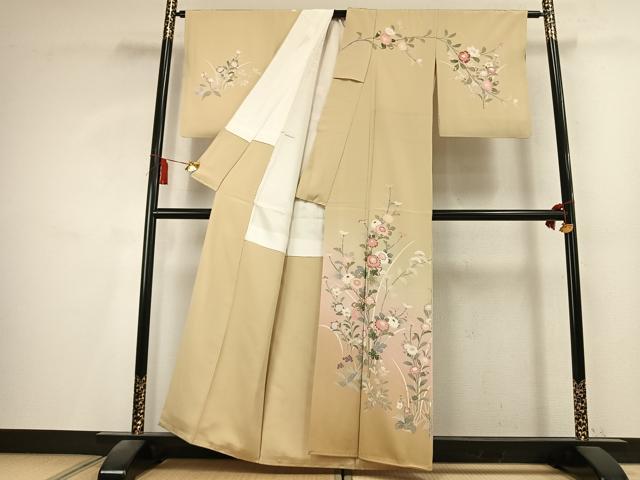 平和屋着物●訪問着　友禅　作家物　枝花文　暈し染め　正絹　逸品　AABK8066fy